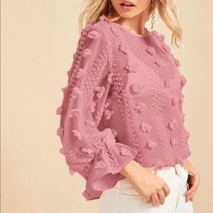 Flounce pink sheer textured top